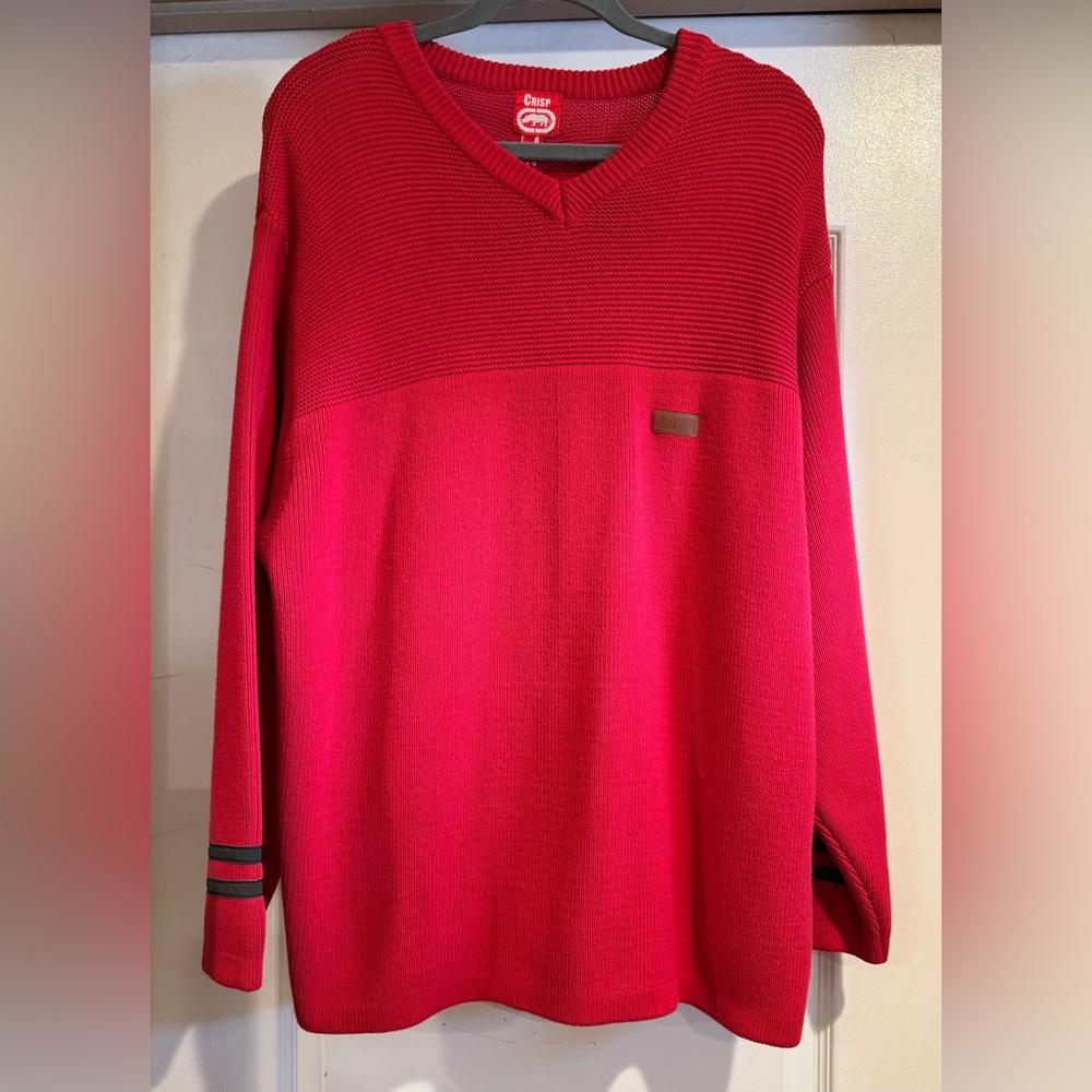 Vintage Echo United Red V-Neck Men's Sweater Sz. Med. Streetwear